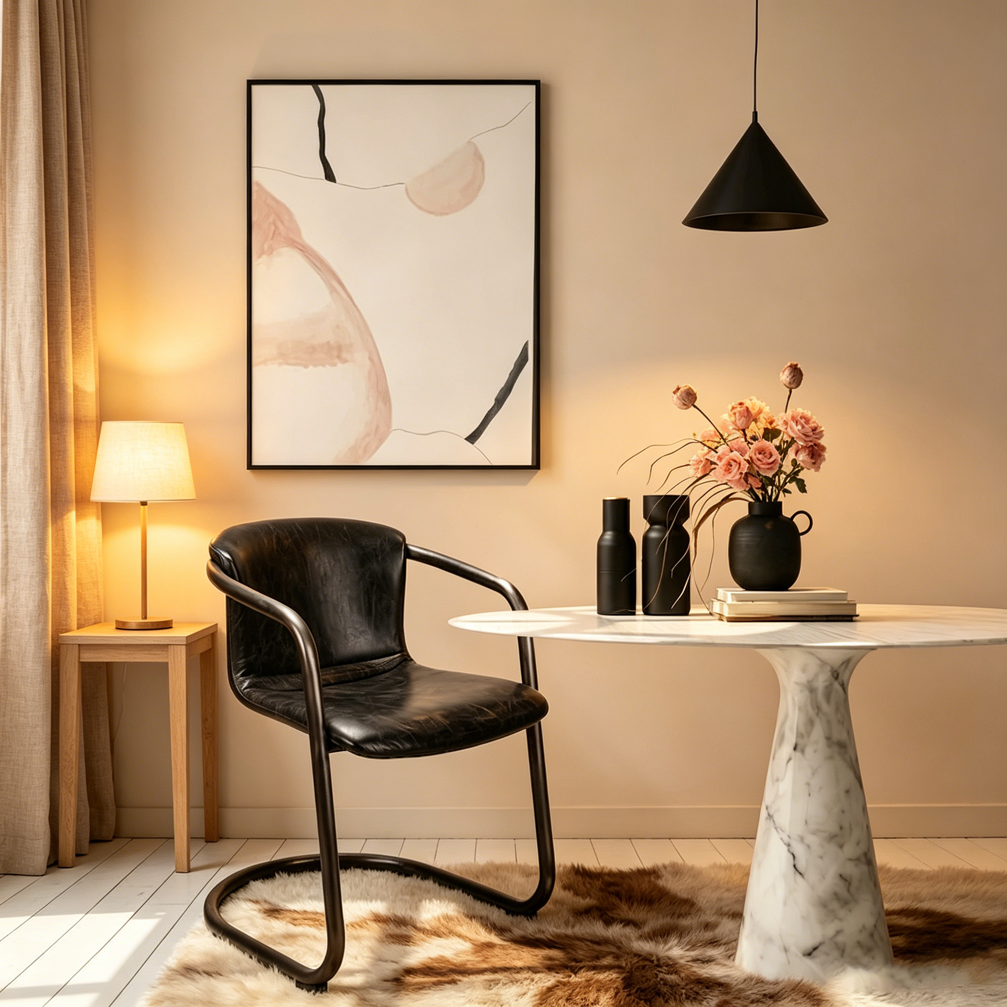 Chaises de salle à manger modernes en cuir