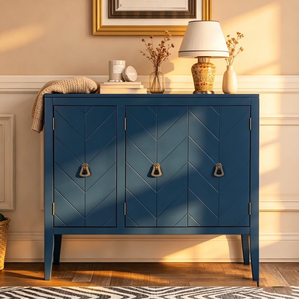 Armoire de Rangement d'Appoint Vintage avec Étagère Réglable, Table Console en Bois Massif, Table de Canapé