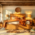 Lit panneau en chêne massif naturel de style rustique