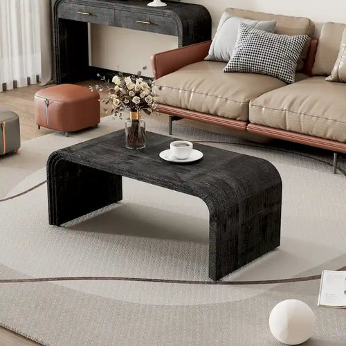 Coffee Table with Curved Art Deco Design - 23.60 x 47.20 x 18.50