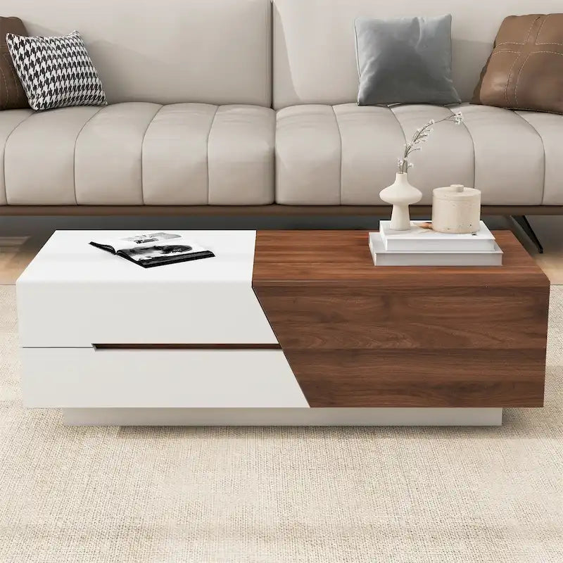 Table basse moderne extensible à plateau coulissant