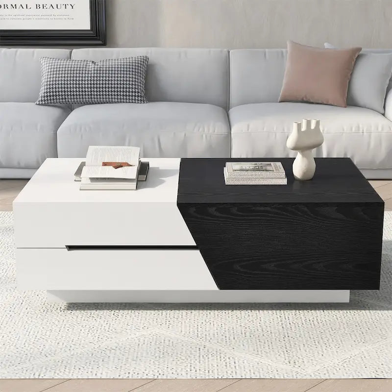 Table basse moderne extensible à plateau coulissant