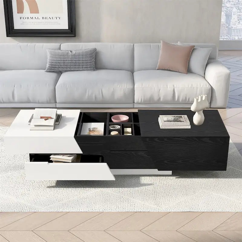 Table basse moderne extensible à plateau coulissant