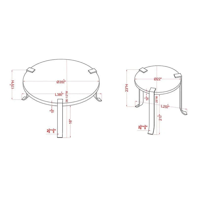 Table basse et bout de canapé rondes à trois pièces en acier