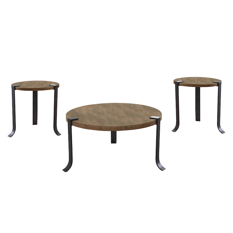 Table basse et bout de canapé rondes à trois pièces en acier