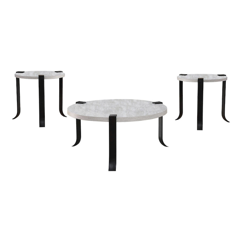Table basse et bout de canapé rondes à trois pièces en acier