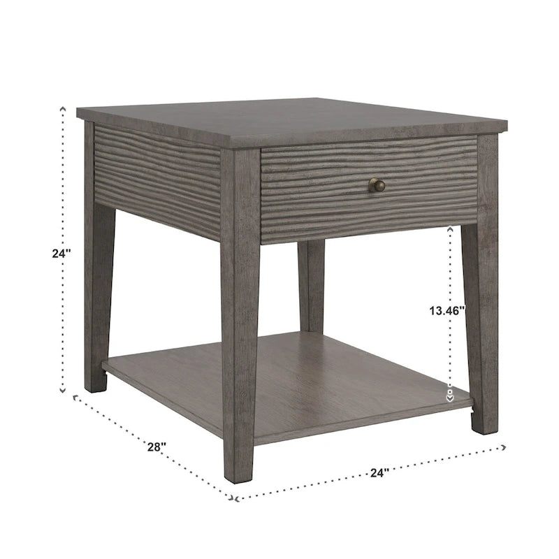 Table en Fibrociment Grise Rétro avec Étagère