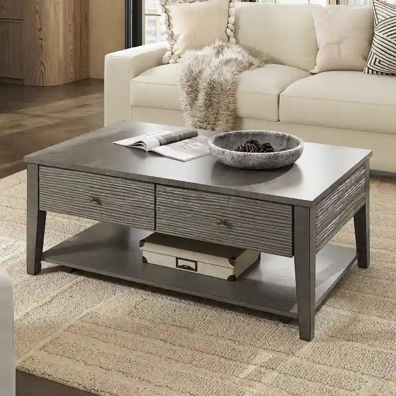 Table en Fibrociment Grise Rétro avec Étagère