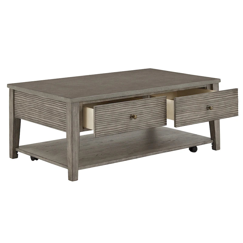 Table en Fibrociment Grise Rétro avec Étagère