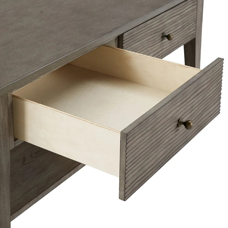 Table en Fibrociment Grise Rétro avec Étagère