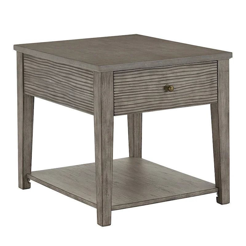 Table en Fibrociment Grise Rétro avec Étagère