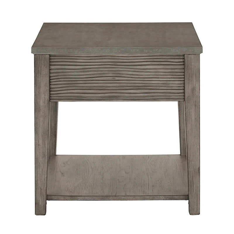Table en Fibrociment Grise Rétro avec Étagère