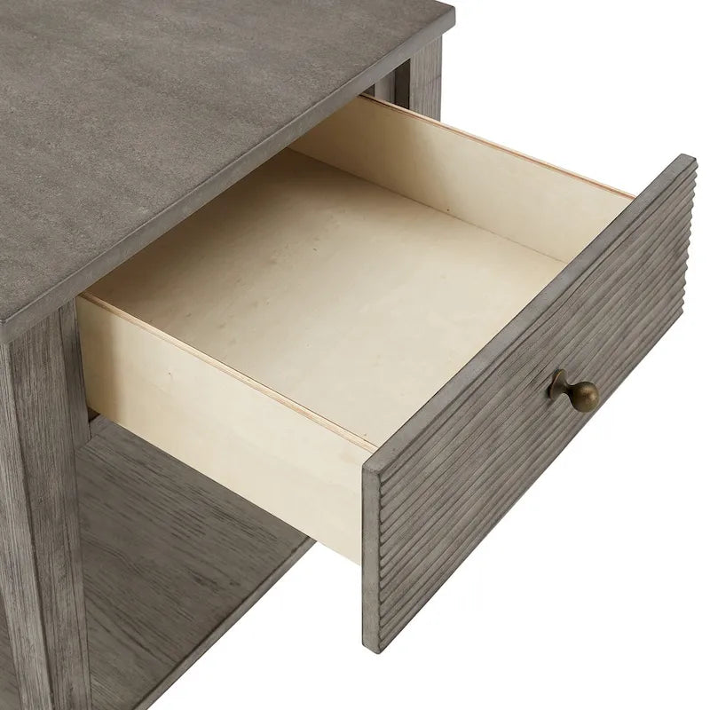 Table en Fibrociment Grise Rétro avec Étagère