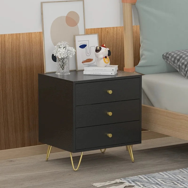 Commode de chevet Blanc/Gris/Noir