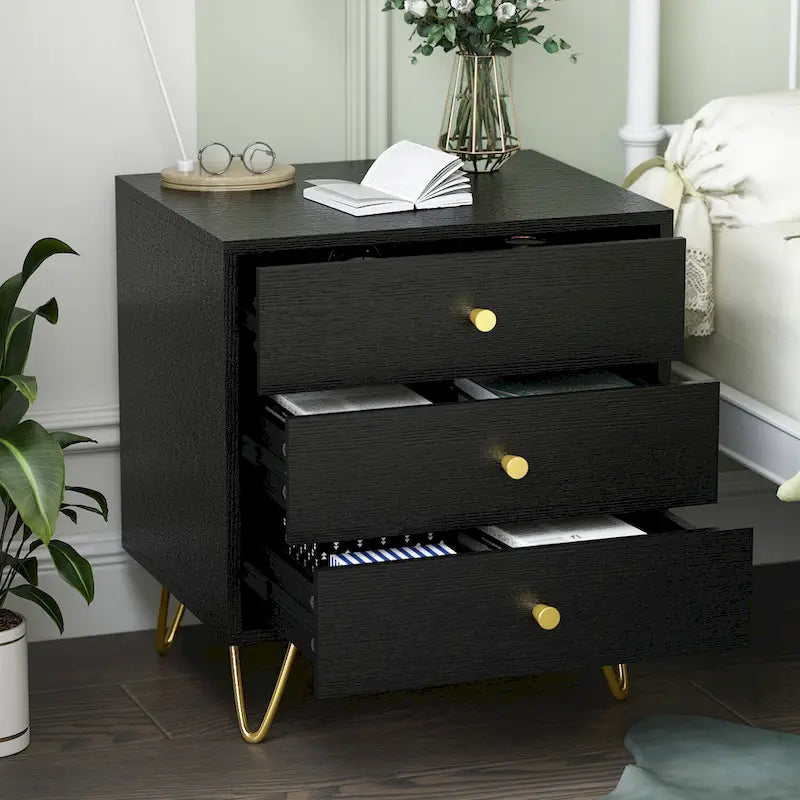 Commode de chevet Blanc/Gris/Noir