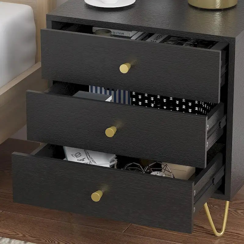 Commode de chevet Blanc/Gris/Noir