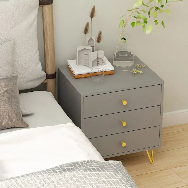 Commode de chevet Blanc/Gris/Noir