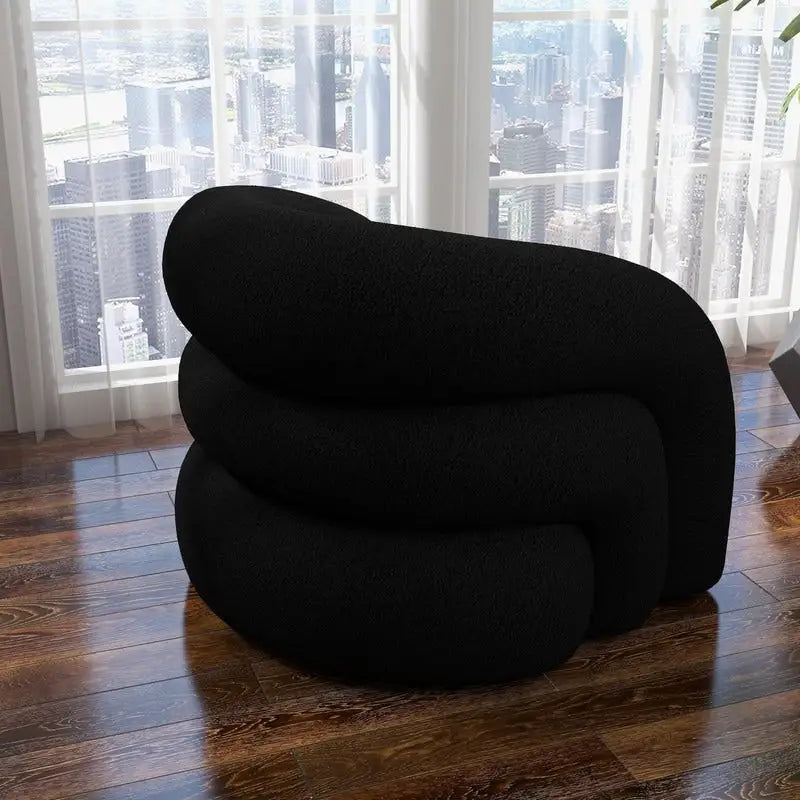 Fauteuil d'appoint rembourré en tissu bouclette pivotant à 360 degrés, style Glam moderne, avec dossier capitonné