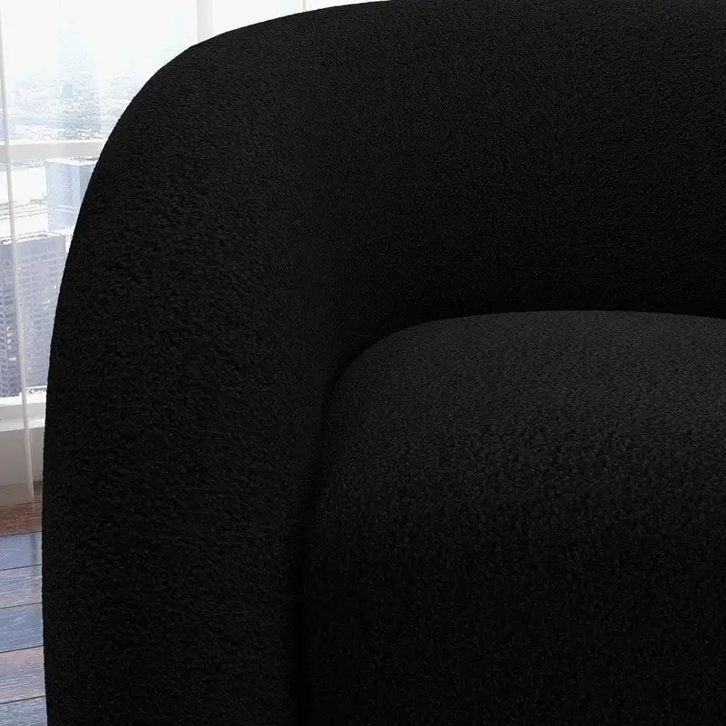 Fauteuil d'appoint rembourré en tissu bouclette pivotant à 360 degrés, style Glam moderne, avec dossier capitonné