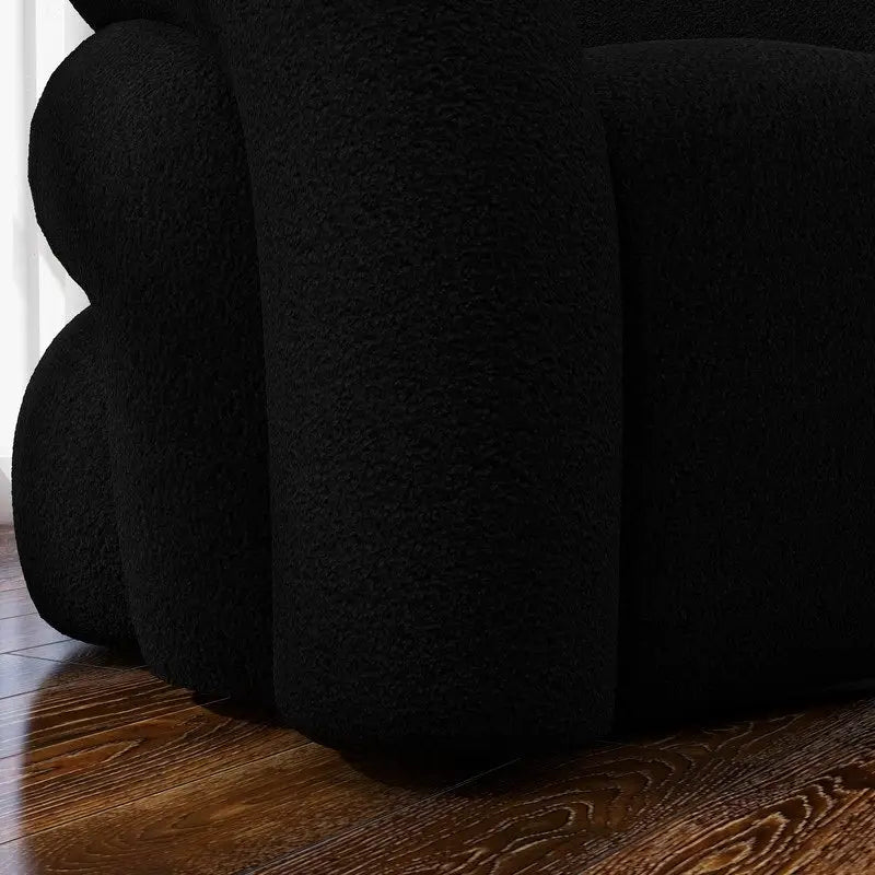 Fauteuil d'appoint rembourré en tissu bouclette pivotant à 360 degrés, style Glam moderne, avec dossier capitonné