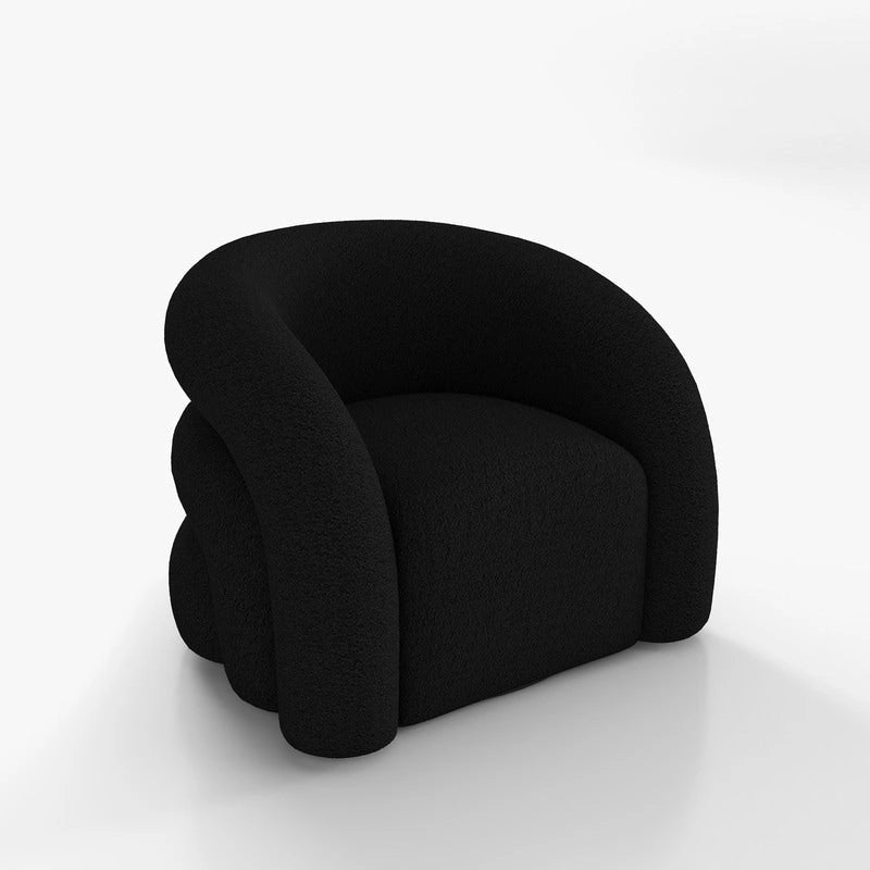 Fauteuil d'appoint rembourré en tissu bouclette pivotant à 360 degrés, style Glam moderne, avec dossier capitonné