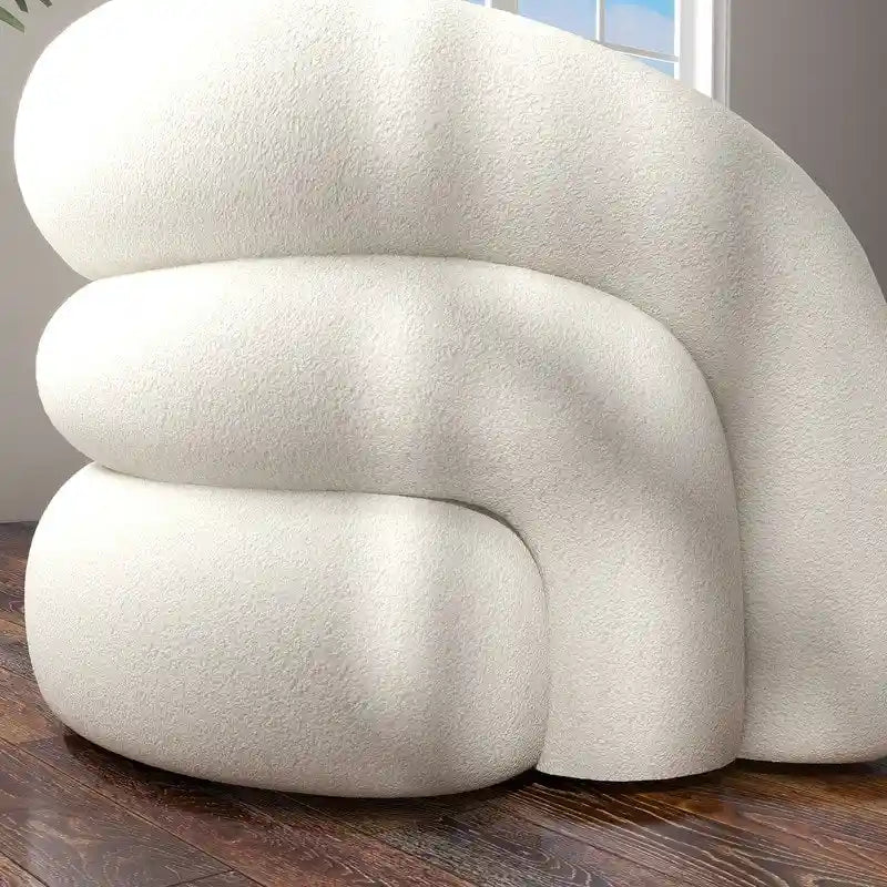 Fauteuil d'appoint rembourré en tissu bouclette pivotant à 360 degrés, style Glam moderne, avec dossier capitonné