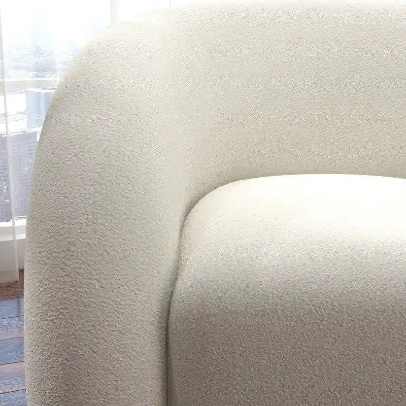 Fauteuil d'appoint rembourré en tissu bouclette pivotant à 360 degrés, style Glam moderne, avec dossier capitonné