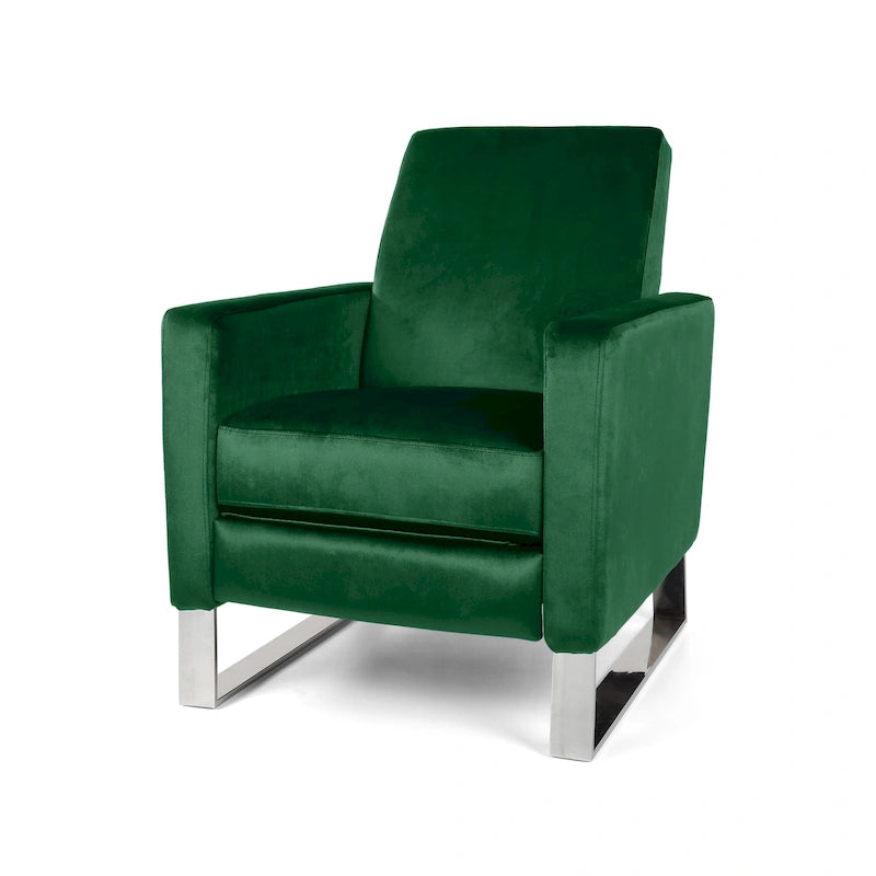 Fauteuil inclinable moderne en velours avec pieds en acier