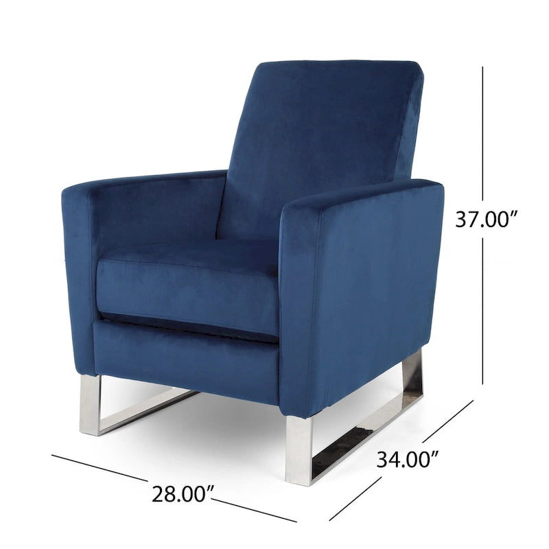 Fauteuil inclinable moderne en velours avec pieds en acier