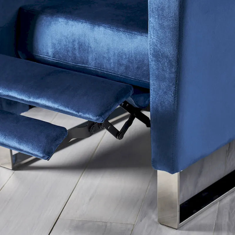 Fauteuil inclinable moderne en velours avec pieds en acier