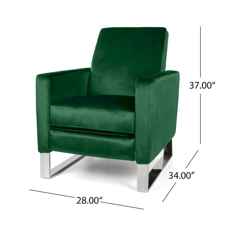 Fauteuil inclinable moderne en velours avec pieds en acier