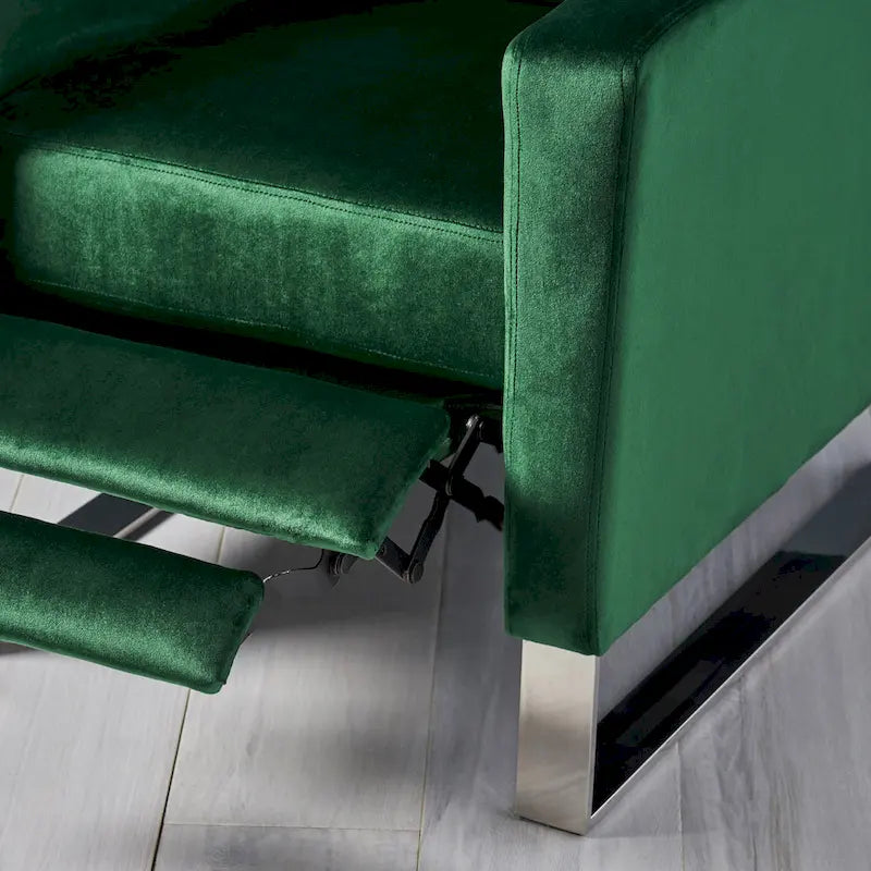 Fauteuil inclinable moderne en velours avec pieds en acier