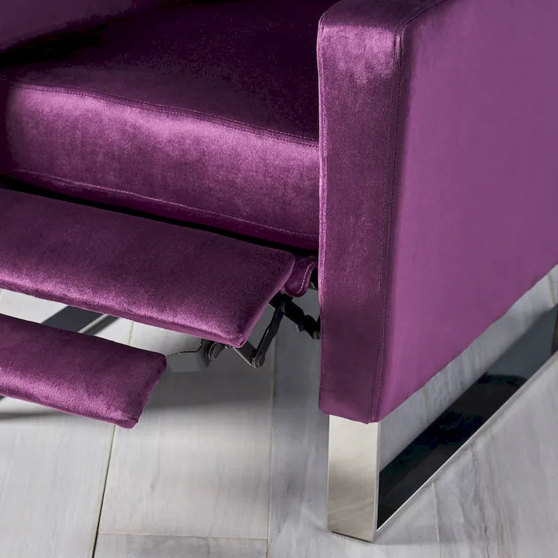 Fauteuil inclinable moderne en velours avec pieds en acier