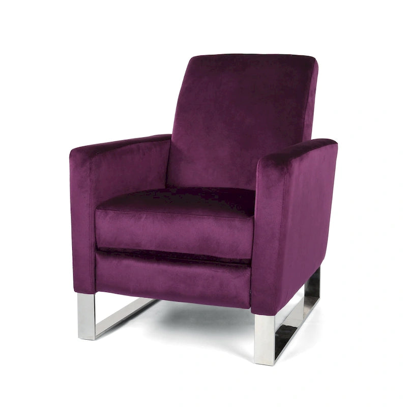 Fauteuil inclinable moderne en velours avec pieds en acier