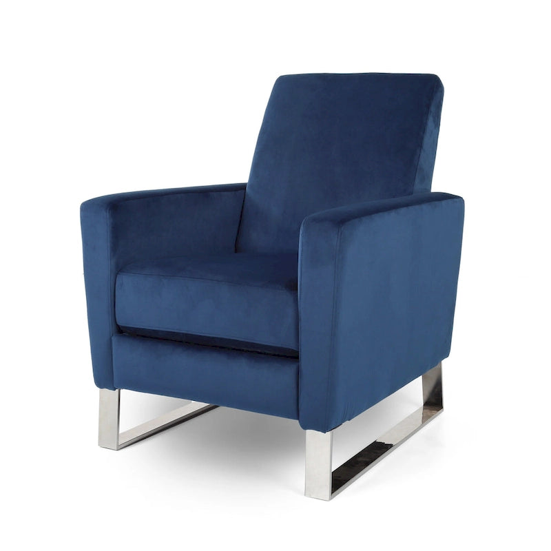 Fauteuil inclinable moderne en velours avec pieds en acier