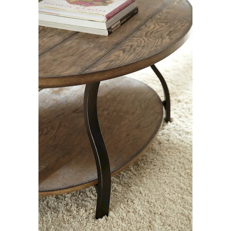 Table basse ovale en bois et métal