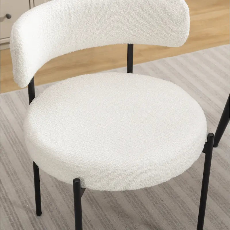 Chaises de salle à manger rondes modernes en tissu bouclé, lot de 2