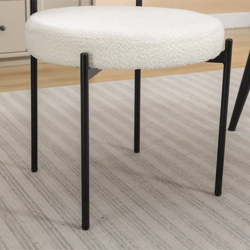 Chaises de salle à manger rondes modernes en tissu bouclé, lot de 2