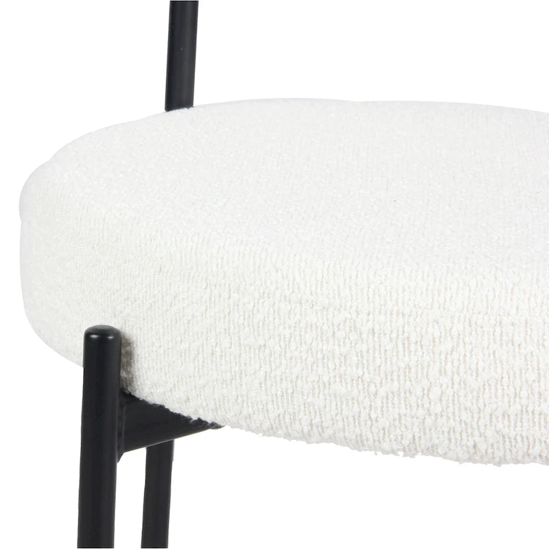 Chaises de salle à manger rondes modernes en tissu bouclé, lot de 2