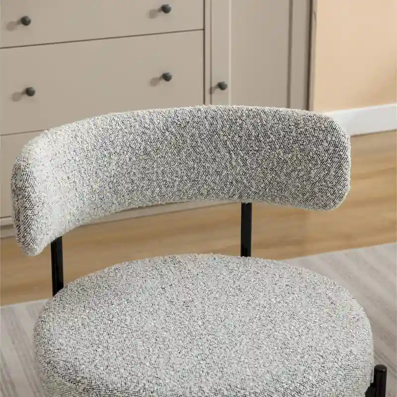 Chaises de salle à manger rondes modernes en tissu bouclé, lot de 2