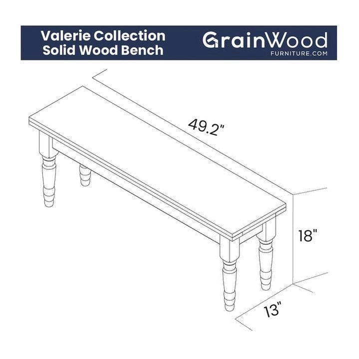Banc de salle à manger en bois massif Grain Wood Furniture