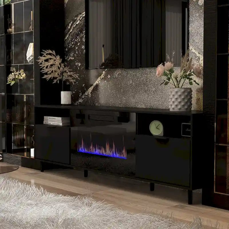 Cheminée électrique d'ambiance et meuble TV durable à faible consommation d'énergie