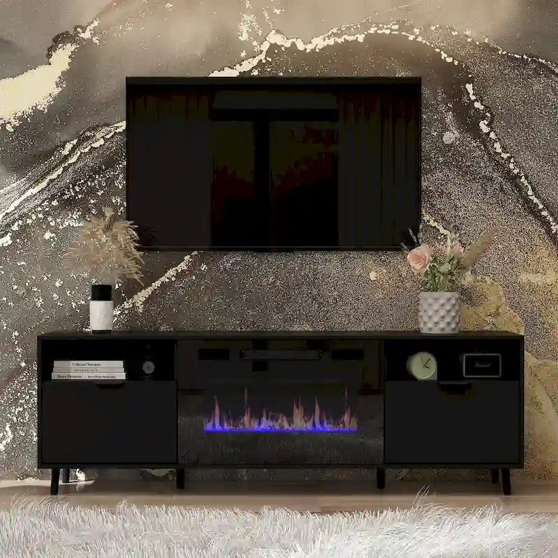 Cheminée électrique d'ambiance et meuble TV durable à faible consommation d'énergie