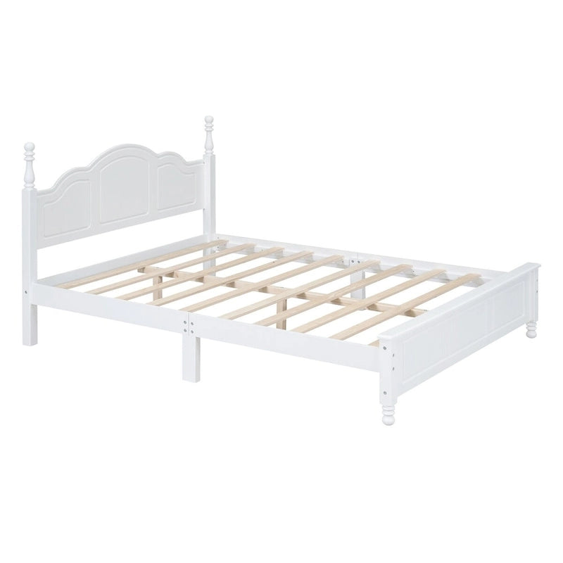 Cadre de lit plateforme en bois pleine grandeur, lit plateforme de style rétro