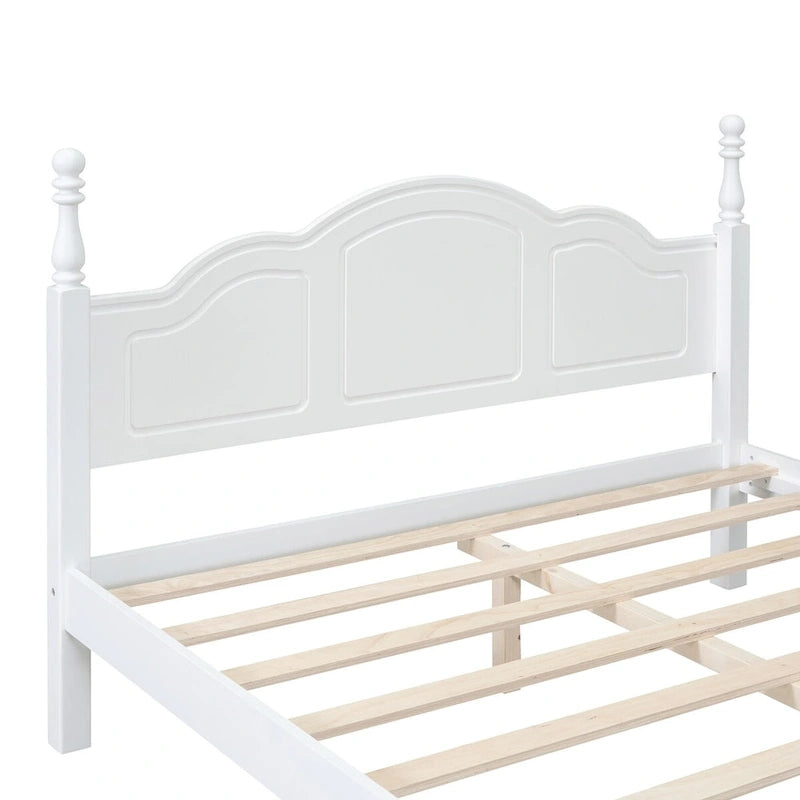 Cadre de lit plateforme en bois pleine grandeur, lit plateforme de style rétro