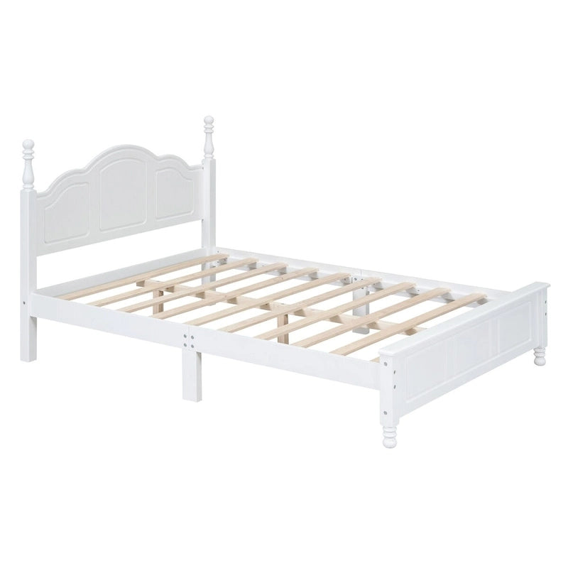 Cadre de lit plateforme en bois pleine grandeur, lit plateforme de style rétro