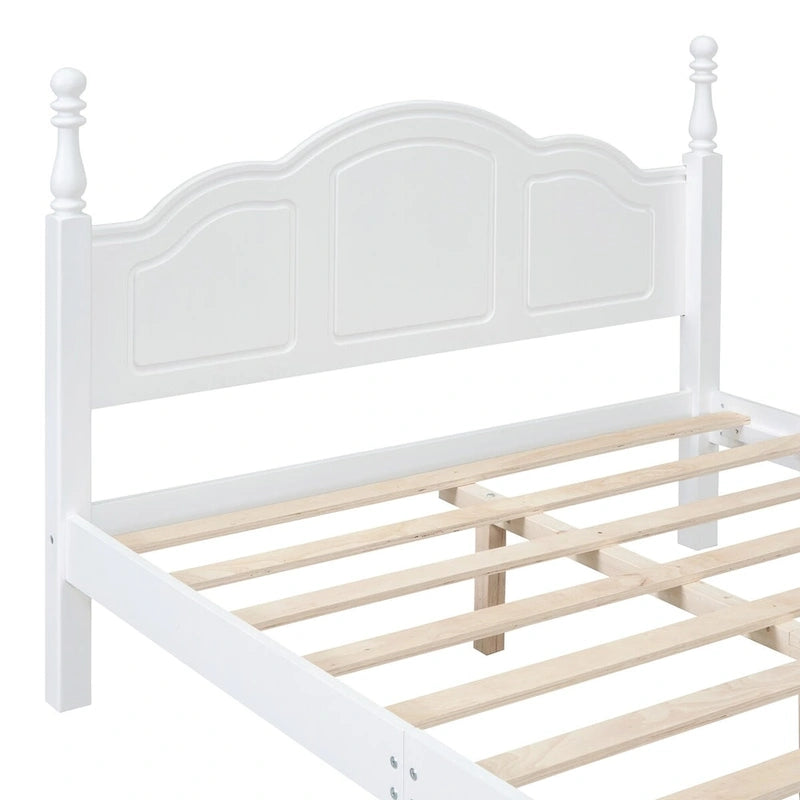 Cadre de lit plateforme en bois pleine grandeur, lit plateforme de style rétro