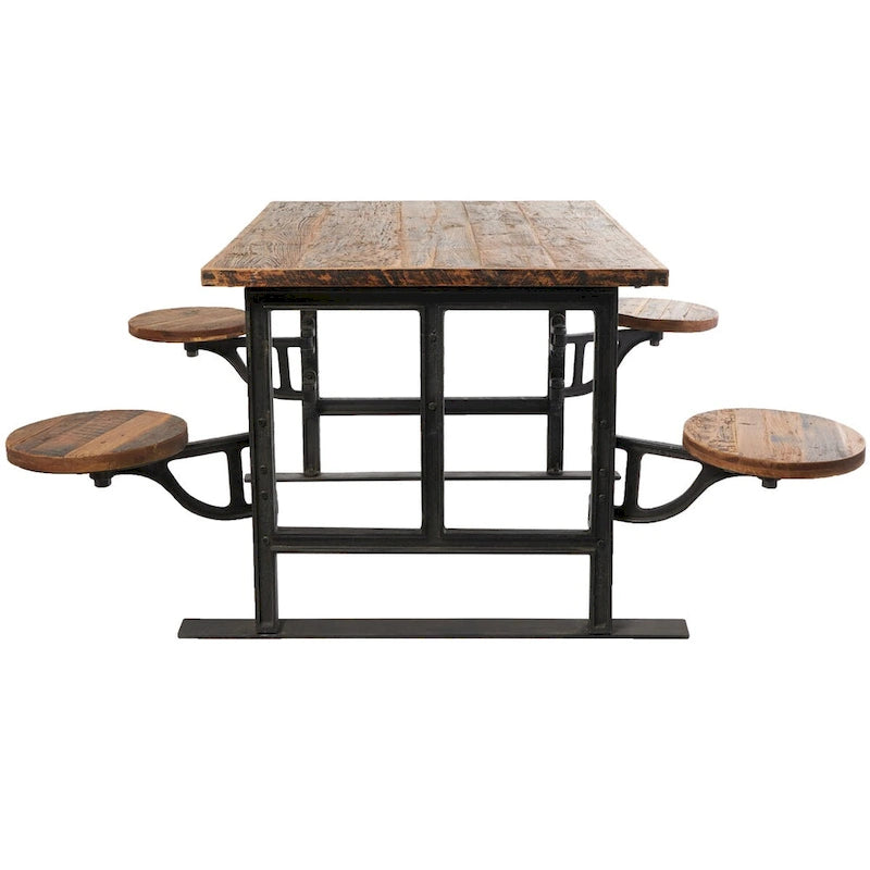 Table à manger en teck avec bancs attenants - Marron