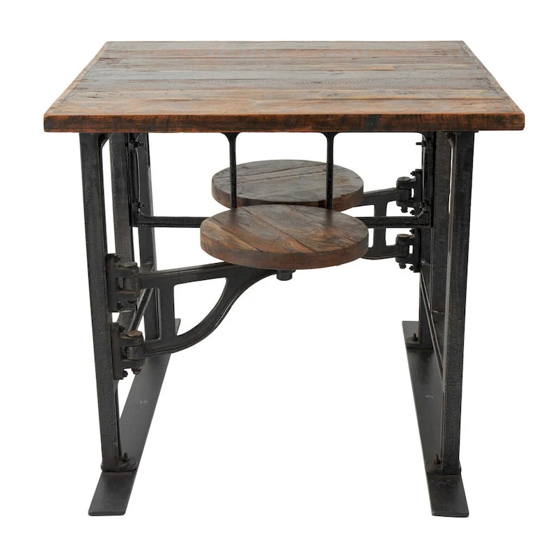 Table à manger en teck avec bancs attenants - Marron