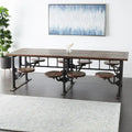 Table à manger en teck avec bancs attenants - Marron
